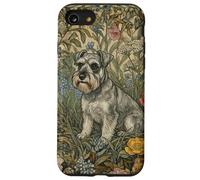 Sweet Salt & Pepper Schnauzer in English Garden Case for iPhone SE (2020) / 7/8