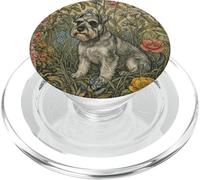 Sweet Salt & Pepper Schnauzer in English Garden PopSockets PopGrip for MagSafe