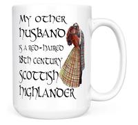 Sweet & Salty Novelty Coffee Mugs, My Other Husband Is a Scottish Highlander Outlander Mug, Gifts for Women, Claire Fraser Jamie Fraser Merchandise 15oz White