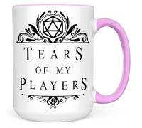 Sweet & Salty RPG Gaming Mugs - Tears of My Players Coffee Cup, Funny D&D Dungeon Master Gifts, Dungeons and Dragons Gifts for Dnd Lovers, Dnd Accessories DM, Dnd Gifts for Him Her 15oz Pink