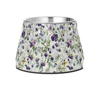 Sweet Saskatoon Berry Fruit Silver Pets Food Bowl Elevated Stainless Steel Pets Water Bowl for Slow Feed Dogs Whisker Friendly