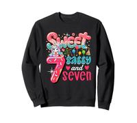 Sweet Sassy And Seven 7th Bday Unicorn Eating Donuts Sweatshirt