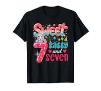 Sweet Sassy And Seven 7th Bday Unicorn Eating Donuts T-Shirt