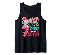 Sweet Sassy and Seven 7th Bday Unicorn Eating Donuts Tank Top