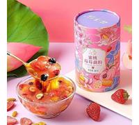 Sweet Scented rose fruit Lotus Root Starch Soup,380g/can,Instant Chia qiyazi nut Tremella Congee,Ready-to-Eat Breakfast Porridge,Healthy Nutritious Oatmeal,Chinese morning cereal (Peach Berry,1can)