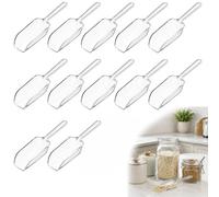 Sweet Scoops, 12 Pcs Clear Plastic Acrylic Kitchen Scoops, Mini Ice Scoop for Buffet, Dessert, Coffee, Flour and Protein Powder, Food Grade Reusable Small Scoops for Kitchen & Party