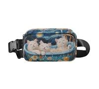 Sweet Selkirk Rex Cats Retro Bathtub Stylish Crossbody Bag Waist Packs for Women Men Small Belt Bag with Adjustable Strap for Travel Vacation Running, sweet Selkirk Rex cats Retro bathtub, One Size