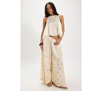 Sweet Serenade Pull-On Wide-Leg Pants at Free People in Sandshore, Size: US 6 - female