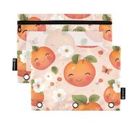 Sweet Serviceberry Fruit Peach Binder Pocket Folders Storage Bag for 3 Rings Binders Case with Zipper for Office Stationery Supply