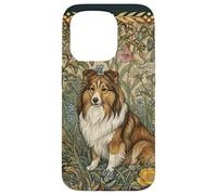 Sweet Shetland Sheepdog Vintage William Morris Floral Case for iPhone 15 Pro