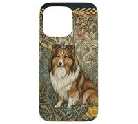 Sweet Shetland Sheepdog Vintage William Morris Floral Case for iPhone 15 Pro Max