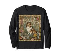 Sweet Shetland Sheepdog Vintage William Morris Floral Long Sleeve T-Shirt