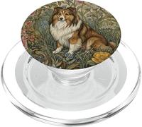 Sweet Shetland Sheepdog Vintage William Morris Floral PopSockets PopGrip for MagSafe