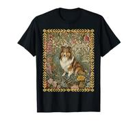 Sweet Shetland Sheepdog Vintage William Morris Floral T-Shirt