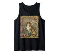 Sweet Shetland Sheepdog Vintage William Morris Floral Tank Top