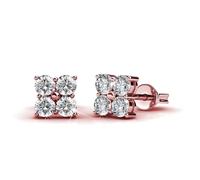 Sweet Square Stud Earrings, Zinc Alloy, 7mm x 7mm, Encrusted with Austrian Crystals, 8 Piece Crystal Set White Gift Pouch & Gift Card Options (Rose Gold, Happy Anniversary)