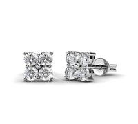 Sweet Square Stud Earrings, Zinc Alloy, 7mm x 7mm, Encrusted with Austrian Crystals, 8 Piece Crystal Set White Gift Pouch & Gift Card Options (Silver, To My Mum)