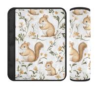 Sweet Squirrel Animal White 2 Pack Automotive seat Belt Pads Stop seat Belt Cutting into Neck for Van forro para cinturon de seguridad