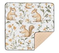 Sweet Squirrel Animal White Soft Foam Baby Activity Play Mat for Floor Cozy Breathable Activity Entertainment Mat for Newborns Babies Infants Toddlers, 50'' x 50''