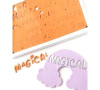 Sweet Stamp Magical Letter Stamps Set - Medium Cake Decorating Alphabet Stamps with Upper & Lowercase, Numbers & Symbols - Letters for Cake Embossing & Decoration - Pick Up Pad Included
