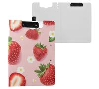Sweet Strawberries Fruit Blush Clipboard Folder with Storage Double Metal Clips Pen Holder Clip Board with Hard Cover Clipfolio Coaching Trade Quest