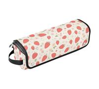 Sweet Strawberry Floral Hair Tool Travel Bag with Heat Resistant Mat Large Capacity Hair Straighteners Organizer for Hot Tools Curling Iron Flat Irons Hair Volumizer Styler Portable Travel Essentials