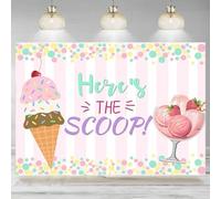 Sweet Summer Backdrop Ice Cream Birthday Baby Shower Decorations Banner Pink Stripes Colorful Dot Photography Background Party 210X150cm