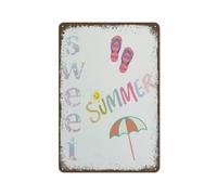 Sweet summer Metal Sign Rustic Farmhouse Decor Sunshine Decorative Signs for Beach Home Holiday(Summer Style) Chic Art Poster Decor for Home Cafes Office Store Pubs Club Gift Plaque 8"x12"