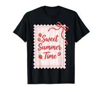 Sweet Summer Time Strawberry Coquette Beach Preppy Womens T-Shirt