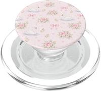 Sweet Swan Aesthetic Pink Trendy Coquette Floral Bows PopSockets PopGrip for MagSafe