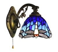 Sweet taize Tiffany Style Wall Light, 6 Inch Vintage Stained Glass Shade Wall Sconce with Zip Switch Creative Multi-Colored Decorative Wall Lamp for Bedroom Bedside Living Room Dining Room Hallway