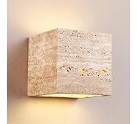 Sweet taize Wall Sconce, Japanese Square Stone Wall Lamp, Up and Down Lighting, Simple Travertine Wall Mounted Light for Bedroom, Living Room, Hallway