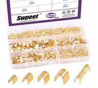 Sweet tc 525Pcs Gold Non-Insulated U-Shaped Wire Crimp Copper Terminal Connector Kit, Ring Lugs for Crimping Solid or Stranded Wires