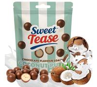 Sweet Tease Chocolate Covered Coconut Crispy Puffs - Light Crunch Centre Sweets - 80g Novelty & Party Sweets - Viral TikTok Candy Snack