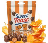 Sweet Tease Chocolate Covered Orange Crispy Puffs - Light Crunch Centre Sweets - 80g Novelty & Party Sweets - Viral TikTok Candy Snack