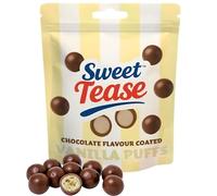 Sweet Tease Chocolate Covered Vanilla Crispy Puffs - Light Crunch Centre Sweets - 80g Novelty & Party Sweets - Viral TikTok Candy Snack