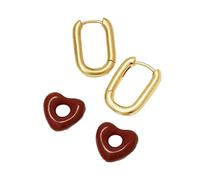 Sweet Tiny Red Heart Shaped Hoops Earrings Comfortable Love Shape Jewelry Geometric Ear Accessory for Everyday Wear Everyday Wear Earrings
