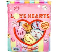 Sweet-Treat Plush Toy Bundle, 5-Pack Plushie Cushion Set (Candy-Shape), Choose “Drumstick Style” or “Love Hearts Style”, Soft Fidget/Collectible Plush Cushion Toys for Kids & Teens (Hearts Plushies)