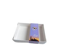 Sweet Treats Packaging Clear Lid Biscuit/Truffle/Sweets/Dates Box with Ramadan/Eid Sleeves - Multiple sizes and designs - 10 Pack (White Box with Purple Eid Sleeve, 20x14x3.5cm)