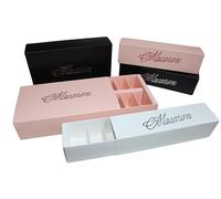 Sweet Treats Packaging Premium Sliding Macaron Box - Available in 6 or 12 Hold - 10 Pack - Multiple colours available - Cake/Baking Packagin (Pink, 6 Hold (Single Row))