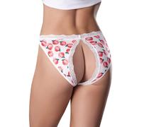 Sweet Treats Split Back and Crotchless Panty with Lube - Peach - Large/X-Large