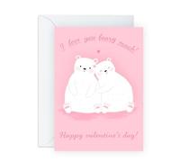 Sweet Valentines Card - I Love You Beary Much Message - Cute Polar Bear Illustration For Couples Him Her Spouse Babe Hun Partner Girlfriend Boyfriend Wife Husband -Comes with Stickers