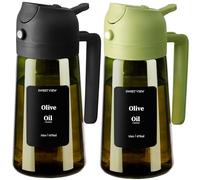 SWEET VIEW 2PCS Olive Oil Dispenser and Sprayer - 16oz/470ml Glass Light-Proof Pour Bottle, Kitchen Gadgets Accessories for Air Fryer, Cooking, Salad, and BBQ