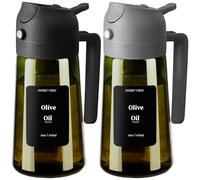 SWEET VIEW 2PCS Olive Oil Dispenser and Sprayer - 16oz/470ml Glass Light-Proof Pour Bottle, Kitchen Gadgets Accessories for Air Fryer, Cooking, Salad, and BBQ