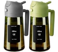 SWEET VIEW 2PCS Olive Oil Dispenser and Sprayer - 16oz/470ml Glass Light-Proof Pour Bottle, Kitchen Gadgets Accessories for Air Fryer, Cooking, Salad, and BBQ