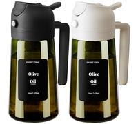 SWEET VIEW 2PCS Olive Oil Dispenser and Sprayer - 16oz/470ml Glass Light-Proof Pour Bottle, Kitchen Gadgets Accessories for Air Fryer, Cooking, Salad, and BBQ