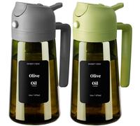 SWEET VIEW 2PCS Olive Oil Dispenser and Sprayer - 16oz470ml Glass LightProof Pour Bottle Kitchen Gadgets Accessories for Air Fryer Cooking Salad