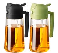 SWEET VIEW 2PCS Olive Oil Sprayer for Cooking, 470ml 2 In 1 Glass Oil Sprayr & Pour for Kitchen, Air Fryer, Cooking, Salad, BBQ (Black,Green)