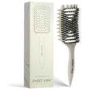 SWEET VIEW Curly Hair Brush, Tangle-Free Defining Brush for Volume, Curl Definition, Edge Lifting, and Enhancing Waves (Beige)