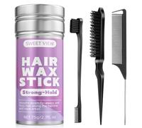 SWEET VIEW Hair Wax Stick & Slick Back Hair Brush for Tame Flyaways, Frizz, Sleek Ponytail, Buns | Pomade/Balm/Gel Stick for Woman, Styling Accessories for Girls, Kids